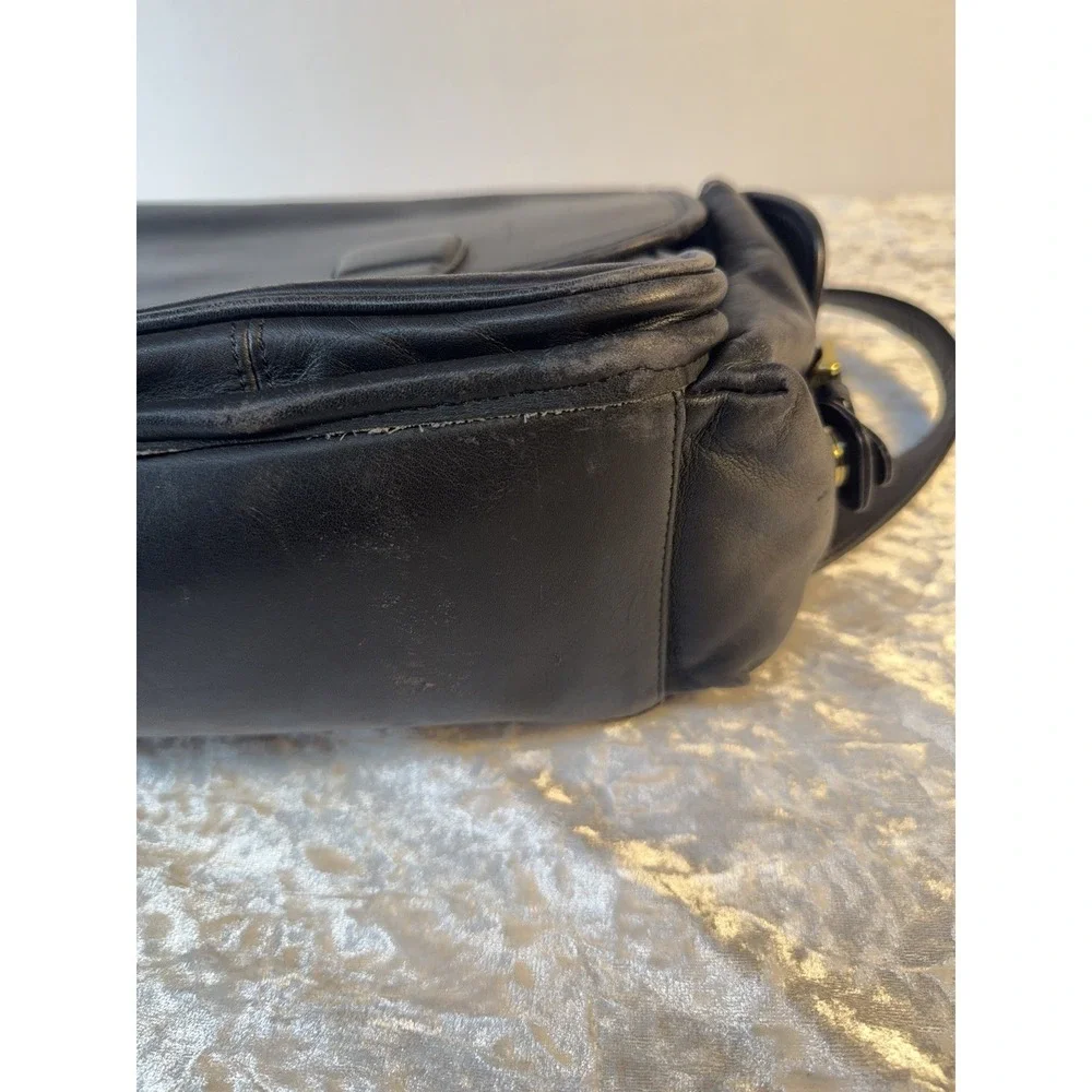 Vintage Coach 0594 Travel Collection Black Leather Briefcase Messenger Bag